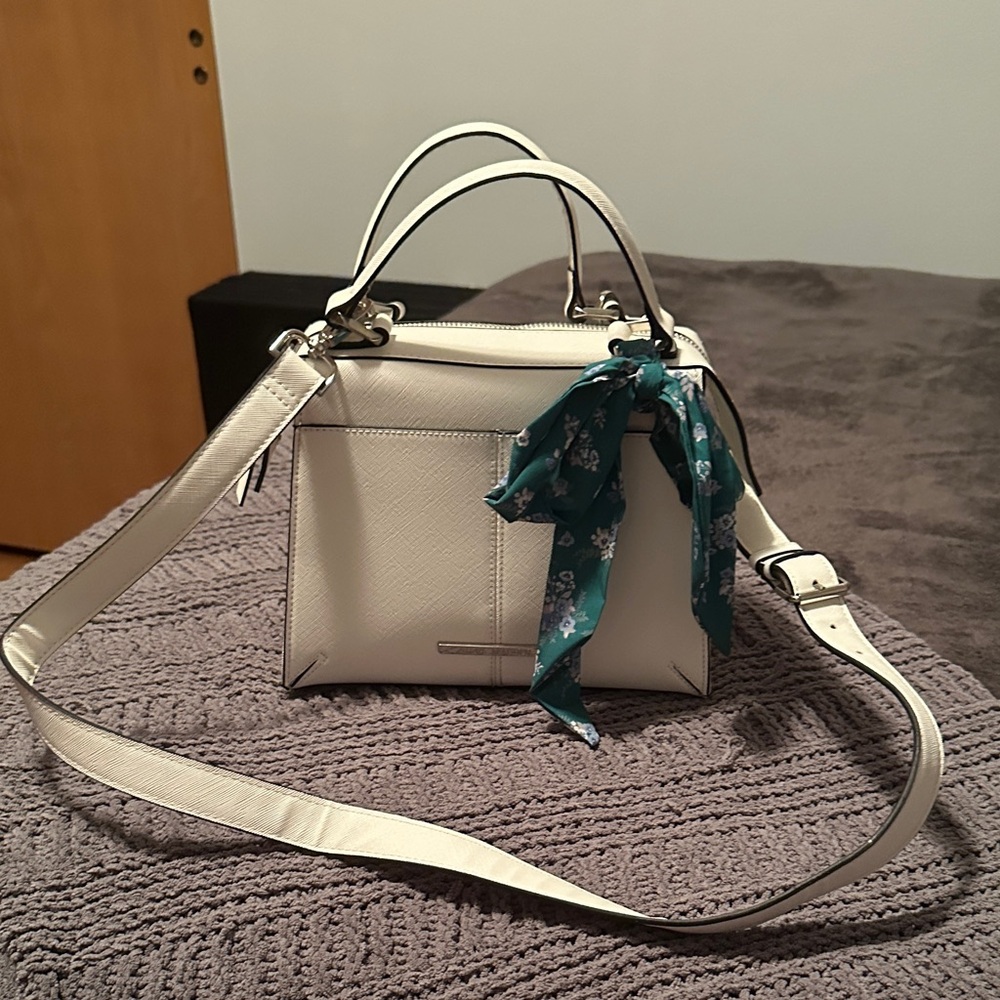 Steve Madden White Satchel with Teal Scarf